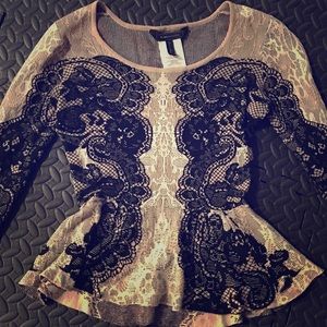 BCBGMAXAZRIA lace long sleeve blouse